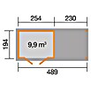 Weka Gartenhaus 321 + Anbau 230 cm (Außenmaß inkl. Dachüberstand (B x T): 508 x 237 cm, Holz, Natur) | BAUHAUS