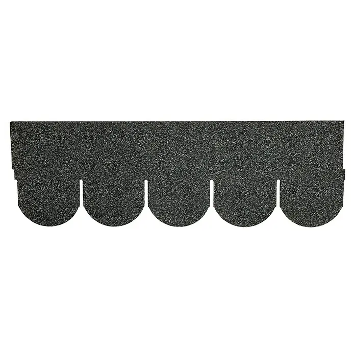 Tégola cola castor - Gris - Primer plano de una teja asfáltica negra con bordes redondeados. Ideal para nuevas construcciones o reparaciones.