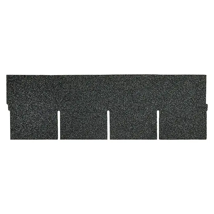 Tégola standard - 32 cm x 1 m, Otros, Negro - Vista de una teja de tres lengüetas negra. La teja tiene una textura granulada y presenta tres hendiduras.