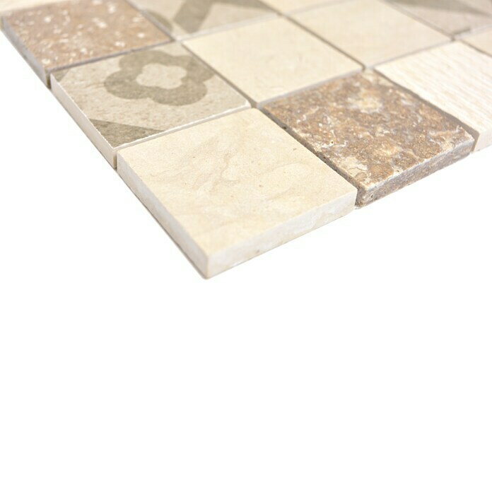 Mosaikfliese Quadrat Mix MTS 48B B0330 x 30 cm, Beige/Braun, Matt Detail Shot