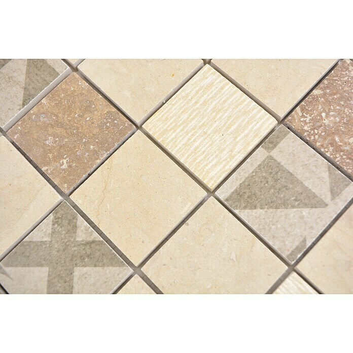 Mosaikfliese Quadrat Mix MTS 48B B0330 x 30 cm, Beige/Braun, Matt Detail Shot