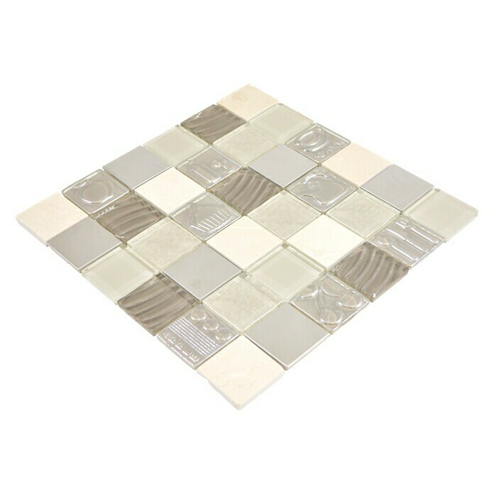 Mozaik pločica Quadrat Crystal XCM 8RK13  (30 x 30 cm, Bež boje, Sjaj) | BAUHAUS