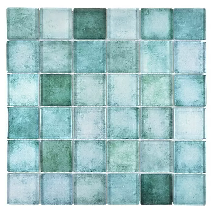 Mosaikfliese Quadrat Crystal SKY 789 - 31,6 x 31,6 cm, Grün, Glänzend - Draufsicht