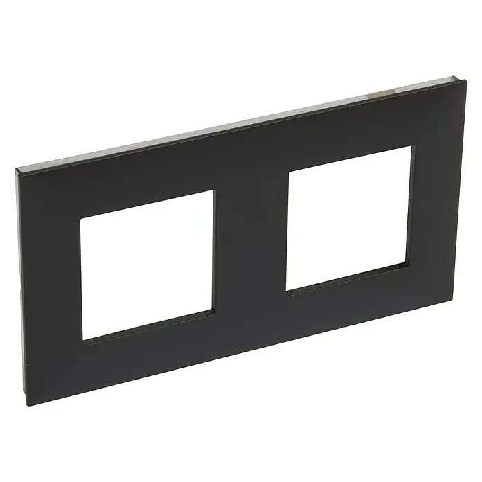 Legrand Valena Next Marco - Negro, Modelo de mecanismos: x 2, Plástico, Instalar - Una moderna placa de pared doble negra para interruptores y enchufes, perfecta para añadir un elemento de diseño elegante a cualquier habitación.