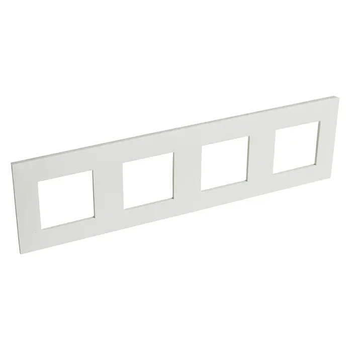 Legrand Valena Next Marco - Blanco, Modelo de mecanismos: x 4, Plástico, Instalar - Una placa de pared blanca con cuatro huecos cuadrados, ideal para interruptores y enchufes.
