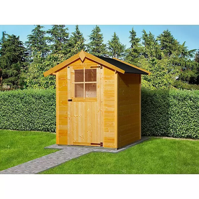 Weka Gartenhaus 317 - Außenmaß inkl. Dachüberstand (B x T): 191 x 171 cm, Holz, Eiche Hell, Lasiert - Stimmungsaufnahme