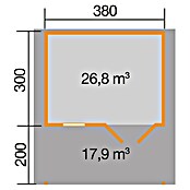 Weka Gartenhaus 111 (Außenmaß inkl. Dachüberstand (B x T): 460 x 514 cm, Holz, Natur, 19 m², Mit Vordach) | BAUHAUS