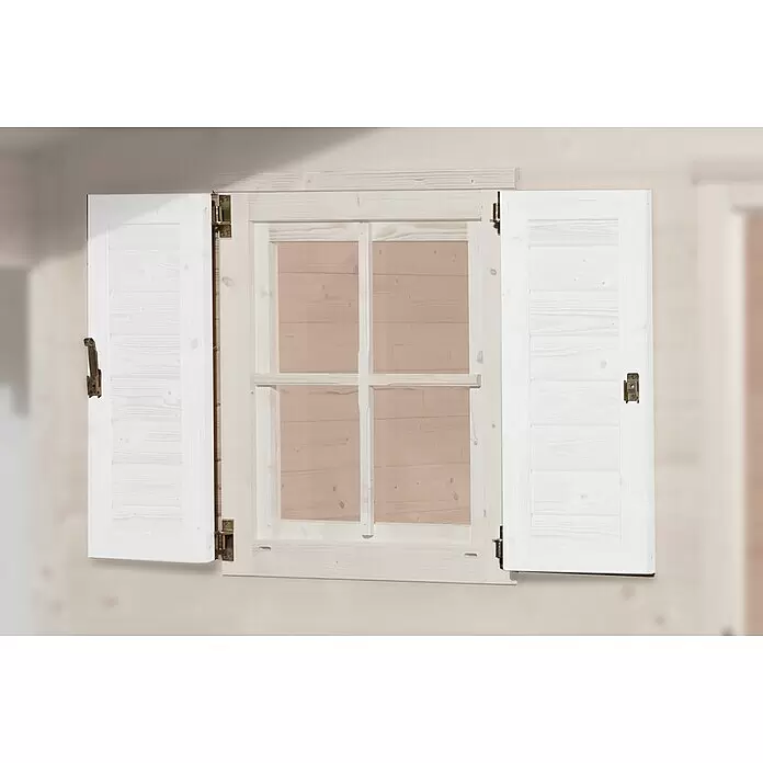 Weka Fensterladen zweiseitig - Passend für: Fenster B x H: 69 x 79 cm, Weiß - Detailaufnahme