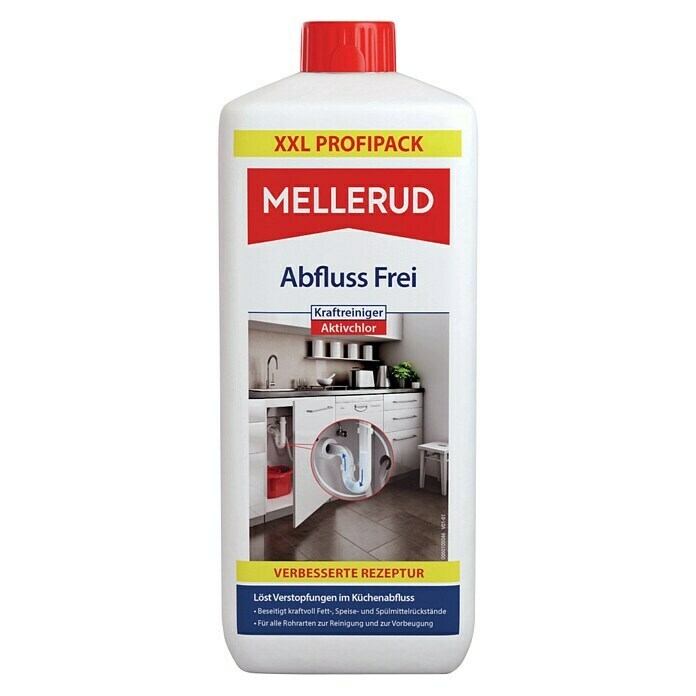 Mellerud Kraftreiniger Abfluss Frei Aktivchlor1,75 l, Flasche Front View