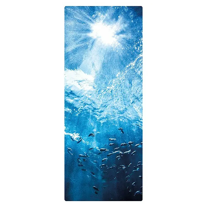 SanDesign Duschrückwandmuster Underwater - 17,5 cm x 7 cm x 8 mm, Wasser - Unterwasseraufnahme mit Sonnenlicht und Fischschwärmen, die die ruhige Schönheit und das dynamische Leben des Ozeans zeigen.