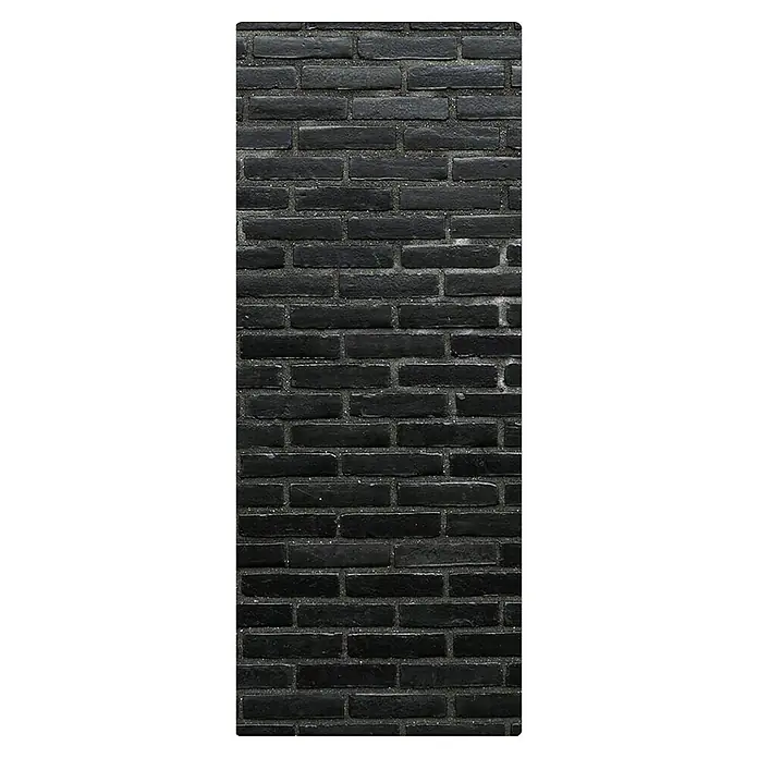 SanDesign Duschrückwandmuster - 17,5 cm x 7 cm x 3 mm, Dark Brick Wall - Nahaufnahme einer schwarzen Ziegelwand mit sichtbarer Textur und Fugen.