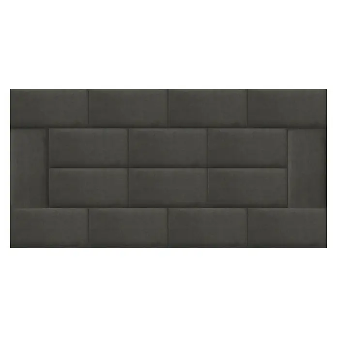 Fllow Wandpolster Velvet - Anthrazit, L x B: 60 x 30 cm - Nahaufnahme eines dunkelgrauen Wandpaneels mit rechteckigen Polsterelementen, die ein elegantes, modernes Design erzeugen.