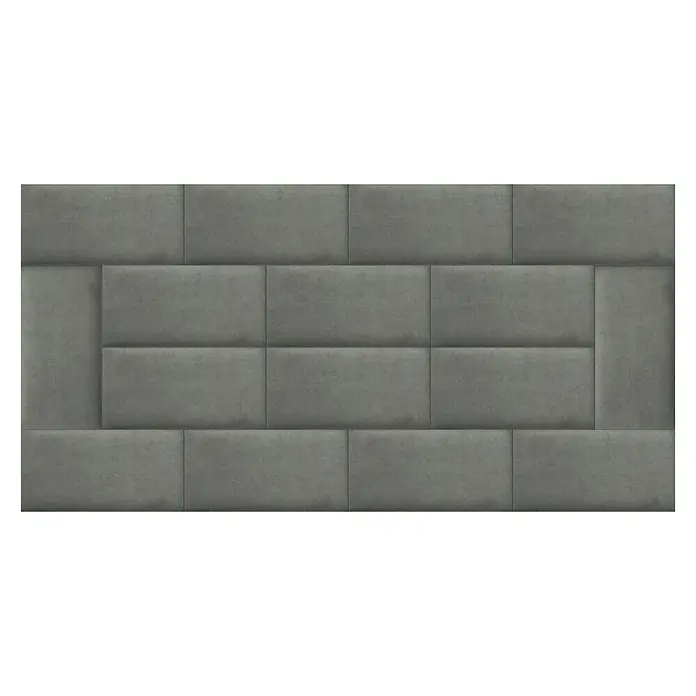 Fllow Wandpolster Velvet - Grau, L x B: 60 x 30 cm - Graues Wandpaneel mit rechteckigen Polsterelementen, die ein elegantes und modernes Design erzeugen und jedem Raum Struktur verleihen.