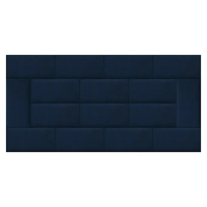 Fllow Wandpolster Velvet - Blau, L x B: 60 x 30 cm - Ein dunkelblaues, rechteckiges, gestepptes Wandpaneel mit einem luxuriösen, modernen Design, ideal für die Wanddekoration.