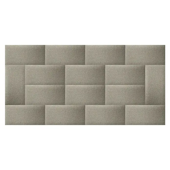 Fllow Wandpolster Inari - Taupe, L x B: 60 x 30 cm - Graue Stoffwandpaneele in einem versetzten Muster, die eine strukturierte und moderne Wanddekoration bilden. Perfekt zur Schallabsorption.