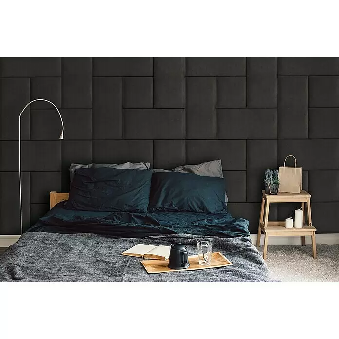 Fllow Wandpolster Velvet - Anthrazit, L x B: 30 x 30 cm - Stimmungsaufnahme
