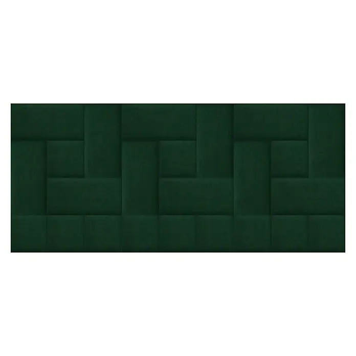 Fllow Wandpolster Velvet - Grün, L x B: 30 x 30 cm - Dunkelgrüne, gepolsterte Wandpaneele in einem geometrischen Muster, ideal für eine stilvolle Raumgestaltung.