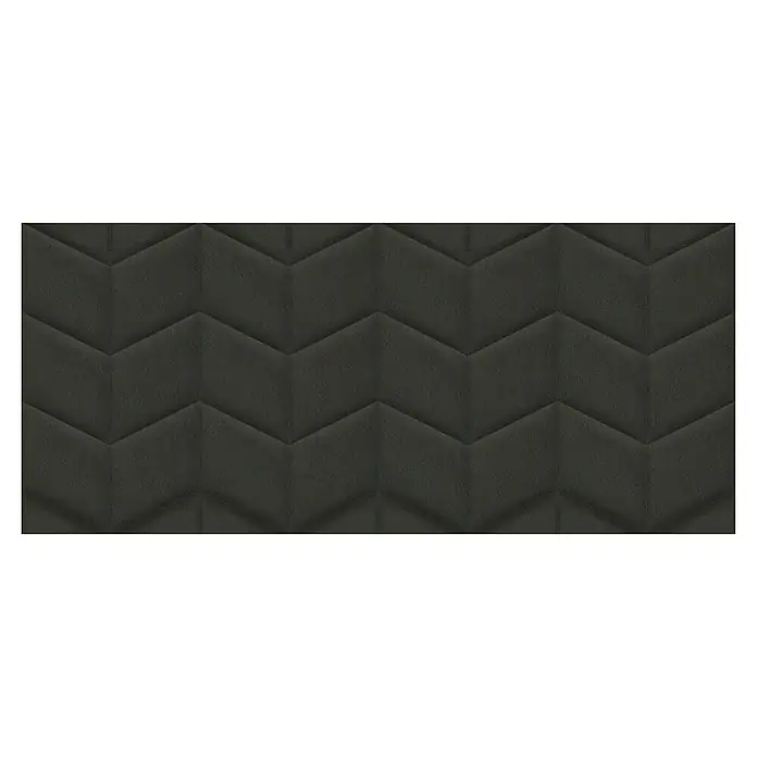 Fllow Wandpolster Velvet - Anthrazit, 45 x 30 cm, Ausführungseigenschaft: Rechts - Dunkelgraue, dreidimensionale Wandpaneele mit einem stilvollen Chevron-Muster, ideal zur Akzentuierung von Innenräumen und zur Verbesserung der Raumakustik.