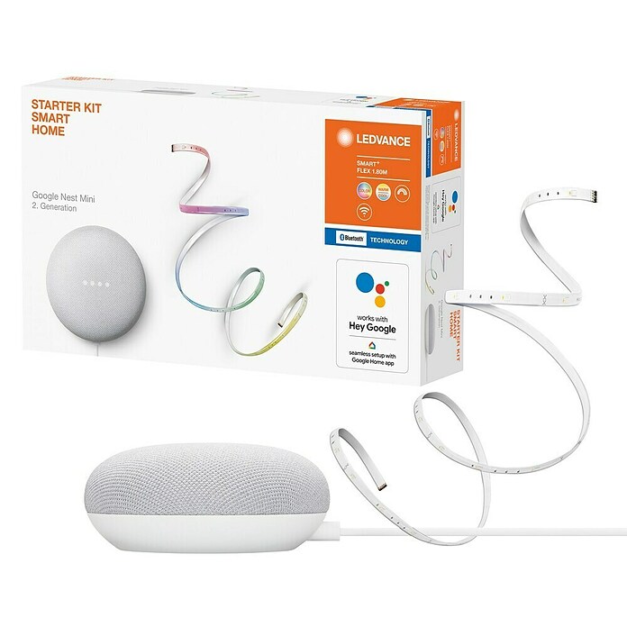 LEDVANCE Language Assistant Starter Kit Google Nest Mini con banda luminosa SMART+ Flex