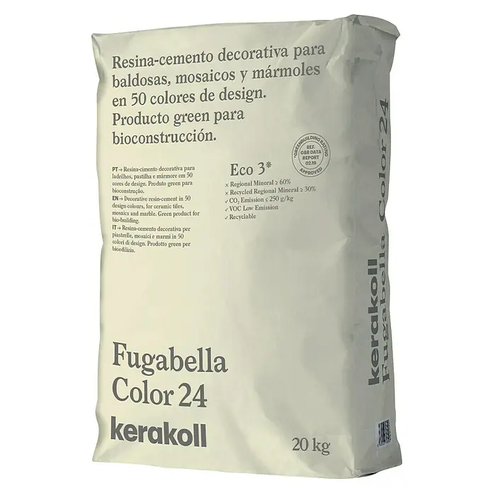 Kerakoll Mortero para juntas - cemento Fugabella - Color: 24, 20 kg - Saco de Fugabella Color 24 de Kerakoll, un resin-cemento decorativo para azulejos, mosaicos y mármol, producto ecológico en 50 colores.