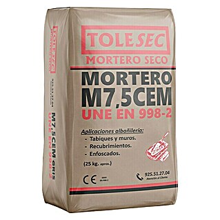 BHS Madrid Mortero de cemento Tolesec M-7,5 (25 kg, Gris)