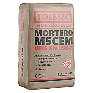 BHS Madrid Mortero de cemento Tolesec M-5 (25 kg, Gris)