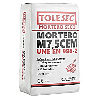 BHS Madrid Mortero de cemento Tolesec M-7,5 (25 kg, Blanco)