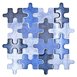 Mozaïektegel puzzel glas Mix XCM PT01B (29,8 x 29,8 cm, Blauw, Glanzend)