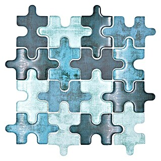 Mosaikfliese Puzzle Crystal Mix XCM PT03G (29,8 x 29,8 cm, Grün, Glänzend)