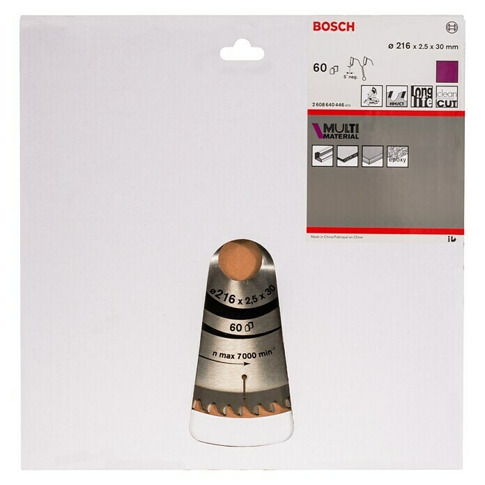 Bosch Disco de sierra (216 mm, Orificio: 30 mm, 60 dientes)