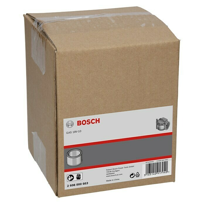 Bosch Professional FaltenfilterPassend für: Bosch Professional Akku-Nass-Trockensauger GAS 18V-10, 1 Stk. Diagonal View