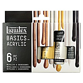 Liquitex Basics Acrylfarben-Set Metallic (Farbig sortiert, 6 Stk. x 22 ml, Tube)