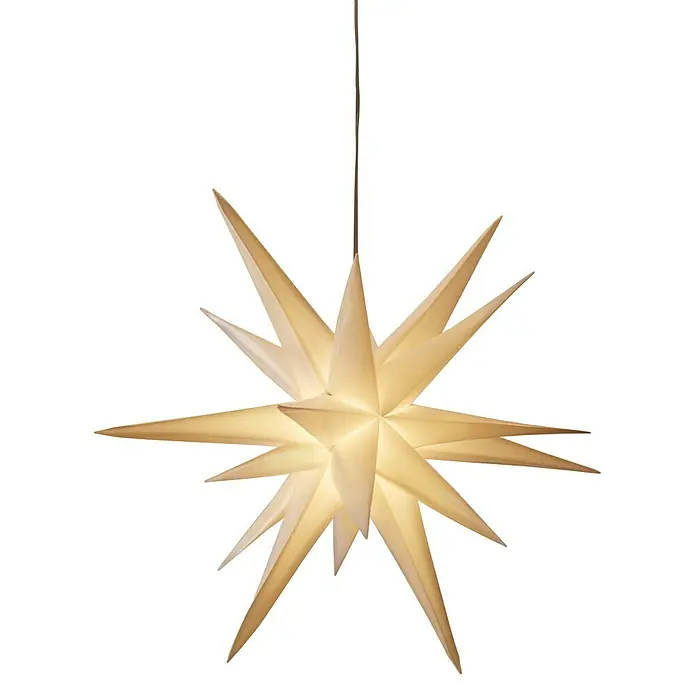 Tween Light Estrella LED colgante 3D - 50 cm, Blanco, Color de luz: Blanco cálido, IP44, Funcionamiento en red - Ambiente festivo con una estrella de Moravia radiante, ideal como decoración navideña durante el Adviento.