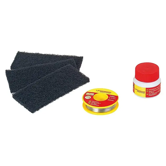 Rothenberger Industrial Weichlöt-Set - 5 -tlg. - Bild von Flussmittelpaste, Lötzinn, Schleifvlies von Rothenberger.