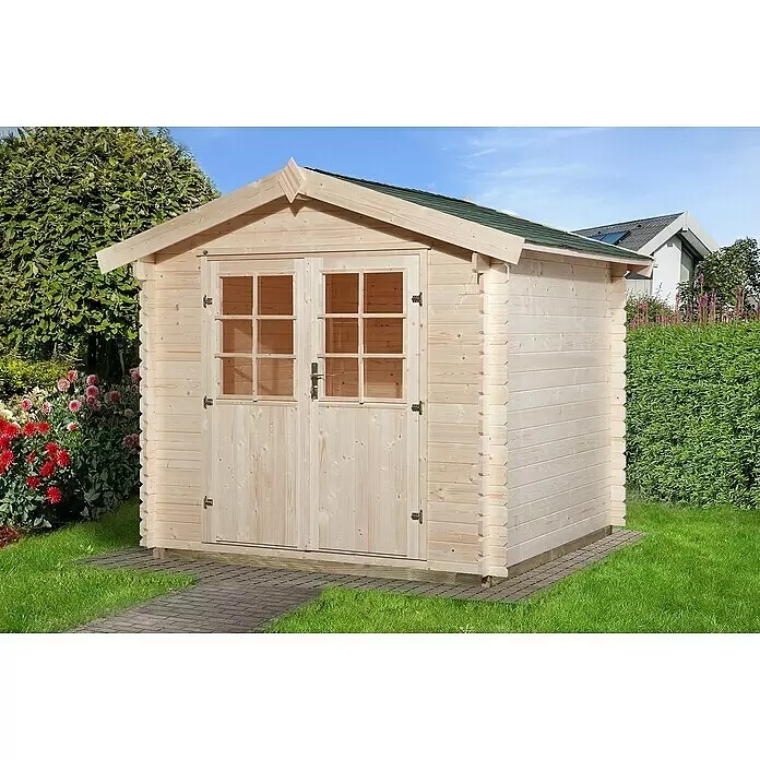 Weka Gartenhaus 209 - Außenmaß inkl. Dachüberstand (B x T): 288 x 234 cm, Holz, Natur, 5 m² - Stimmungsaufnahme
