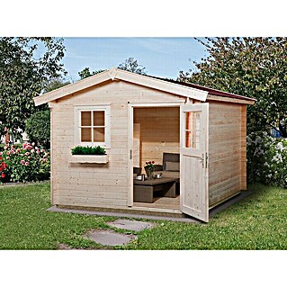 Weka Gartenhaus Premium 28 FT (Außenmaß inkl. Dachüberstand (B x T): 300 x 284 cm, Holz, Natur)