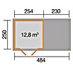 Weka Gartenhaus 321 + Anbau 230 cm (Außenmaß inkl. Dachüberstand (B x T): 508 x 293 cm, Holz, Natur) | BAUHAUS