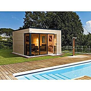 Weka Gartenhaus Designhaus Cubilis (Außenmaß inkl. Dachüberstand (B x T): 388 x 314 cm, Holz, Natur)