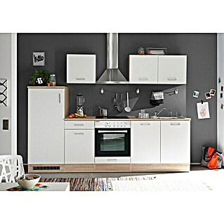 Respekta Küchenzeile KB270ENWPC (Breite: 270 cm, Weiß, Glaskeramikkochfeld, Mit Elektrogeräten)