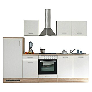 Respekta Küchenzeile KB280ENWPC (Breite: 280 cm, Weiß, Mit Elektrogeräten, Glaskeramikkochfeld)