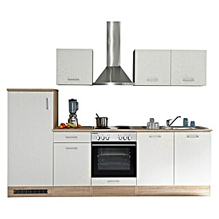 Respekta Küchenzeile KB280ENWP (Breite: 280 cm, Weiß, Mit Elektrogeräten, Kochmulde)