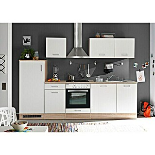 Respekta Küchenzeile KB280ENWPC (Breite: 280 cm, Weiß, Mit Elektrogeräten, Glaskeramikkochfeld)