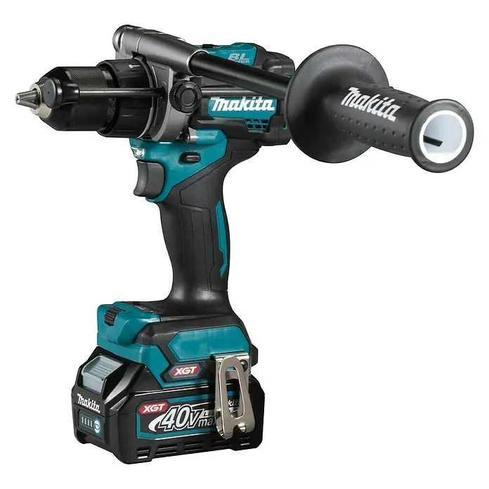 Makita XGT 40V max. Akku-Schlagbohrschrauber HP001GD201 - 40 V, 2 Akkus, 2,5 Ah, 41 Nm - Makita Akku-Bohrhammer mit Zusatzhandgriff und 40V XGT Akku. Der Bohrhammer ist ideal für schwere Bohrarbeiten.
