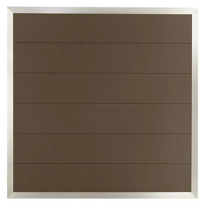Sichtschutzelement Roma - 180 x 180 cm, Aluminium, Braun - Braunes Garagentor mit horizontalen Linien und einem schmalen, silberfarbenen Rahmen. Modernes Design für Ihr Zuhause.