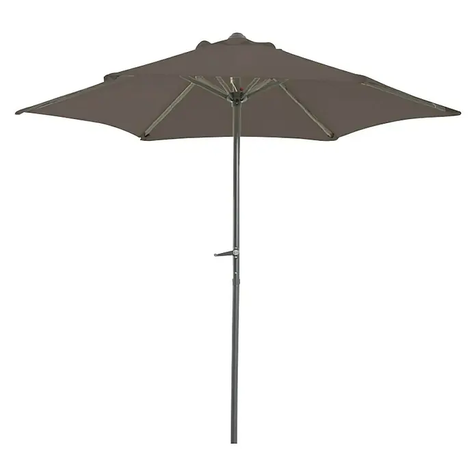 Sunfun Parasol Trentino II - Taupe, Diámetro de cobertura: 200 cm - Parasol marrón neutro con soporte metálico robusto. Ideal para jardines, terrazas o balcones, ofreciendo una protección solar fiable.