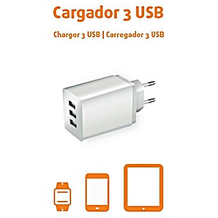 Garza Enchufe con USB x 3 (Blanco, Hembrilla USB A)