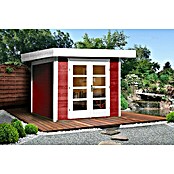 Weka Gartenhaus Designhaus 126+ (Außenmaß inkl. Dachüberstand (B x T): 356 x 377 cm, Holz, Schwedenrot/Weiß, 8,88 m²) | BAUHAUS