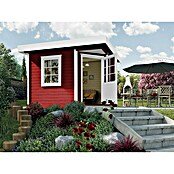 Weka Gartenhaus Designhaus 213+ (Außenmaß inkl. Dachüberstand (B x T): 338 x 338 cm, Holz, Schwedenrot/Weiß, 8,88 m²) | BAUHAUS