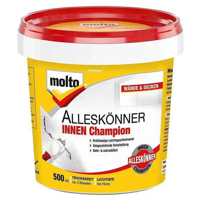 Molto Leichtspachtel Alleskönner Innen Champion - 500 ml - Abbildung eines Molto Alleskönner Innen Champion Füllstoffbehälters.