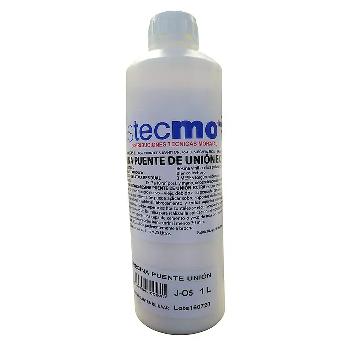 BHS Valencia Imprimación de adherencia Resina puente de unión - 1 l - Stecmo Resina Puente de Unión Extra: Resina vinil-acrílica para puentes de unión, ideal para hormigón y mortero. Disponible en envases de 1-5 y 25 litros.